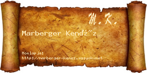 Marberger Kenéz névjegykártya